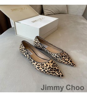 Jimmy Choo 사랑을 아파트 여성 표범 가죽은 갈색