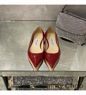 Jimmy Choo 사랑을 아파트 여성 특허 빨간 가죽