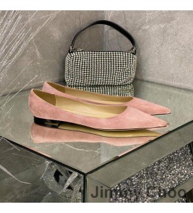 Jimmy Choo 사랑을 아파트 여성 스웨이드 분홍색