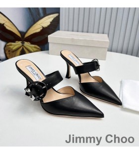 Jimmy Choo Magie85 노새 여자 Nappa 가죽 C-버클 블랙