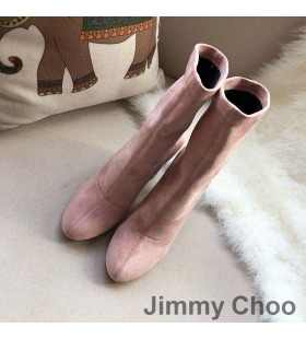 Jimmy Choo ë©”ì¸ 100 ë°œëª© ë¶€ì¸  ì—¬ì„± ìŠ¤ì›¨ì´ë“œì™€ í•¨ê»˜ í¬ë¦¬ìŠ¤íƒˆ ì¹˜ìž¥ íž í•‘í¬ìƒ‰