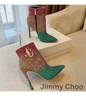 Jimmy Choo Minori105 앵클 부츠 여성의 반짝이 저하로 JC 상징이즈