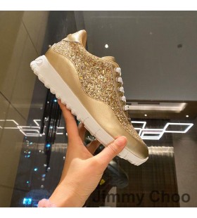 Jimmy Choo Monza 즈 여성 골동품 가죽과 반짝 반짝 골드 직물