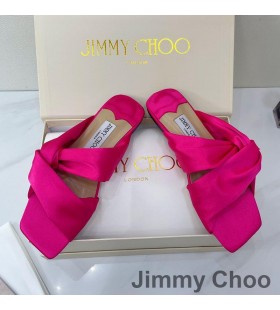 Jimmy Choo 나리사 미끄럼 여자 새틴 로즈