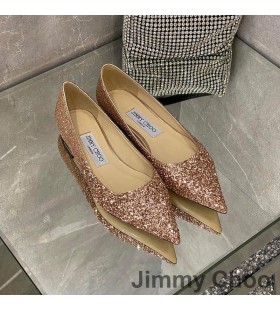 Jimmy Choo Romy 아파트 여성의 반짝이 직물 금