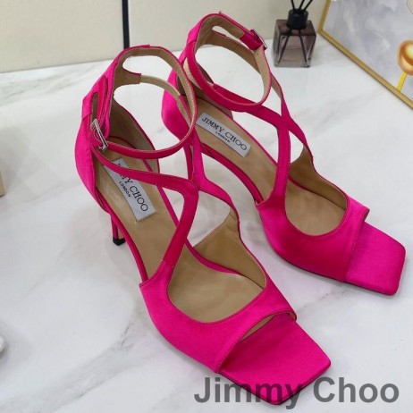 Sandale Jimmy Choo Azia 85 Ženski Ružičasti Saten