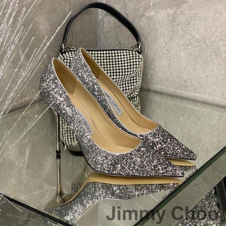Cipele-brod Jimmy Choo Love Od Sjajnu Tkiva Srebrno-Sive boje