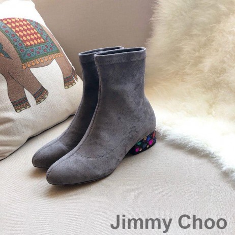 Čizme Jimmy Choo Maine Ženski Šeširi Za Sunce S Ukrašena Kristalima Peta Sive Boje