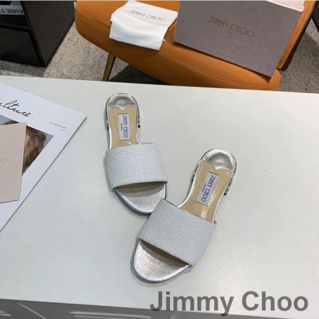 Jimmy Choo Minea Slajdova Ženske Od Sjajnu Tkanine Bijele Boje