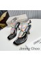 Ženske Sandale Jimmy Choo Amiral 85 Od Napa Kože S Расшитой Perle Рафией Crne Boje