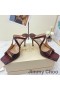 Ženske Japanke na petu cipele Jimmy Choo Anise 85 od zmijske Tamnocrvena boja