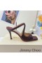 Ženske Japanke na petu cipele Jimmy Choo Anise 85 od zmijske Tamnocrvena boja