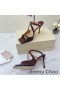 Ženske Japanke na petu cipele Jimmy Choo Anise 85 od zmijske Tamnocrvena boja