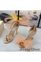 Ženske Sandale Jimmy Choo Avelin 100 Od Napa Kože S Masi Situ Бантиками Zlata