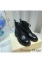 Jimmy Choo Cora Flat Combat Boots Women Mix Leather With JC Monogram Black