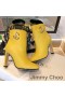 Ženske Čizme Jimmy Choo Mahesa 100 od Teleće Kože S Logotipom sustava JC Žute Boje