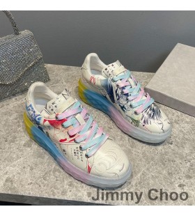 Tenisice Jimmy Choo Diamond Light Maxi F Ženske Kožne Grafita Sailor Moon Bijela/Plava