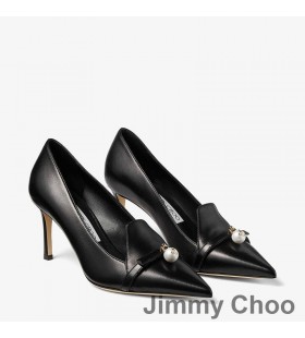 Ženske cipele-brod Jimmy Choo Felicitie 85 Od Napa Kože S Жемчужным Ukras Crne Boje