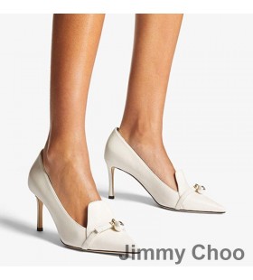 Ženske cipele-brod Jimmy Choo Felicitie 85 Od Napa Kože S Жемчужным Uređenje Bijele Boje