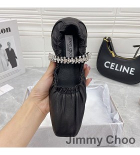 Balet Stanovi Jimmy Choo Gai Ženske Nappa S Remenom Od Kristala Crne Boje