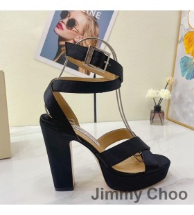 Jimmy Choo Gaia 115 Sandale Na Platformu Å½enski, Saten, Crne