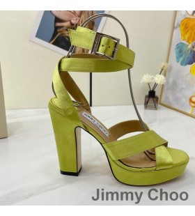 Jimmy Choo Gaia 115 Sandale Na Platformu Ženske Saten Boje Limuna