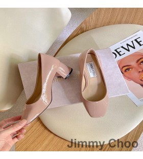 Ženske Cipele-brod Jimmy Choo Gisela 50 Od Lakirane Kože S Logotipom sustava JC Ružičaste Boje