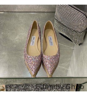 Jimmy Choo Voli Ženske Balet Stanovi Ravnim Cipelama Sa Sjajnom Tkaninom Ljubičaste Boje