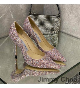 Ženske cipele-brod Jimmy Choo Love Od Sjajnu Tkiva Ljubičaste Boje