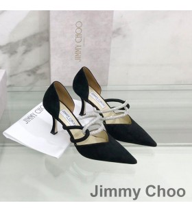 Cipele-brod Jimmy Choo Luis 85 Å½enski Å¡eÅ¡iri za sunce Sa Dekoracijom U obliku Kristala Crne Boje