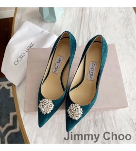 Ženske Cipele-brod Jimmy Choo Romy Od Antilop, Ukrašena Biserima Zelene Boje