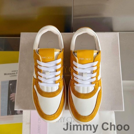 Jimmy Choo Florent M Sneakers Kvinnor Crosta och Choo Läder Med Vita Bokstäver/Kamel