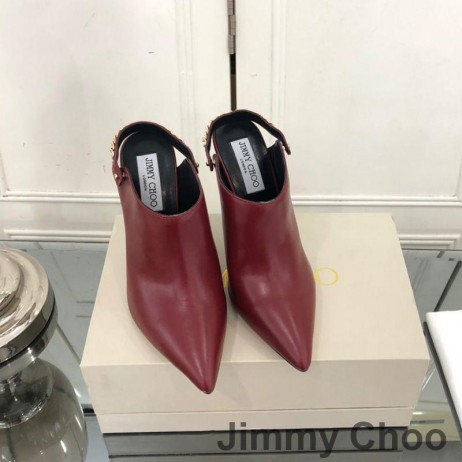 Jimmy Choo Säsong Två Är 100 Slingback Mulor Kvinnor Läder Med Kedja Trim Bourgogne