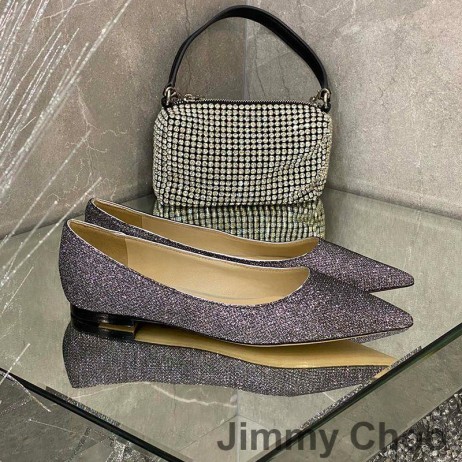 Jimmy Choo Älskar Lägenheter Kvinnor Glitter Försämra Tyg Lila/Grå