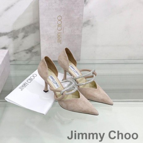 Jimmy Choo Luis 85 Pumpar Kvinnor Mocka Med Kristall Utsmyckning Khaki