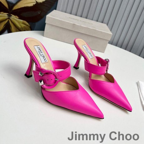 Jimmy Choo Magie 85 Mulor Kvinnor Nappaläder Med C-Spänne Rose