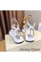 Jimmy Choo Alodie Platta Sandaler Kvinnor Nappa Och Patent Läder Vit