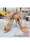 Jimmy Choo Aveline 100 Sandaler Kvinnor Nappa Läder Med Överdimensionerade Mesh Bågar Rose Gold
