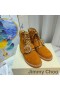 Jimmy Choo Cora Platt Bekämpa Stövlar Kvinnor Mocka Med Crystal Spänne Brun