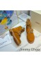 Jimmy Choo Cora Platt Bekämpa Stövlar Kvinnor Mocka Med Crystal Spänne Brun