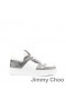 Jimmy Choo Florent M Sneakers Kvinnor Crosta och Läder Med Kristall Utsmyckning Vit/Grå