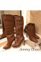 Jimmy Choo Mahesa 100 Knä Tossor Kvinnor Kalv Läder Med JC Emblem Brun