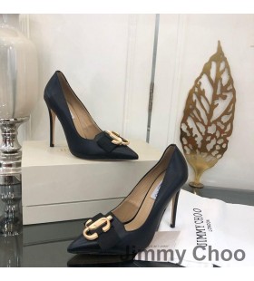 Jimmy Choo Ari 100 Pumpar Kvinnor LÃ¤der Med JC-Logotypen Och Grosgrain BÃ¥ge Svart