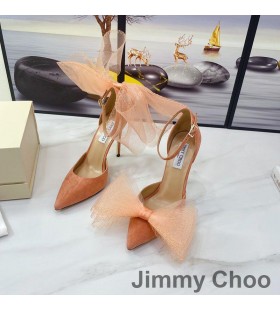 Jimmy Choo Averly 100 Pumpar Kvinnor Mocka Med Överdimensionerade Mesh Bågar Orange