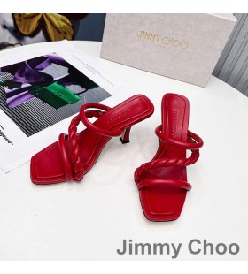Jimmy Choo Diosa 85 Krängt Glider Kvinnor Läder Med Flätad Rem Bourgogne