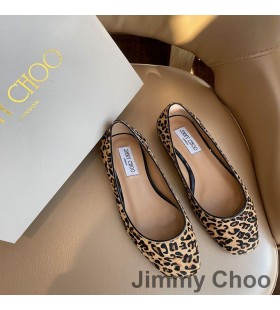 Jimmy Choo Gisela Lägenheter Kvinnor Leopard Läder Brun