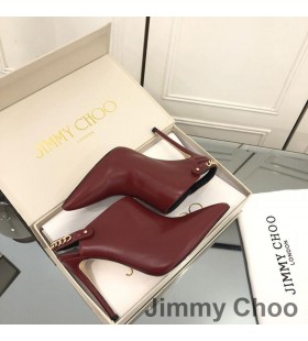Jimmy Choo Säsong Två Är 100 Slingback Mulor Kvinnor Läder Med Kedja Trim Bourgogne