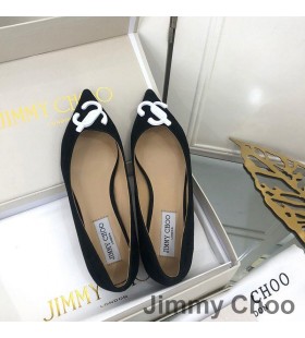Jimmy Choo Älskar Lägenheter Kvinnor Mocka Med JC Emblem Svart