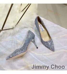 Jimmy Choo Kärlek Pumpar Kvinnor Glitter Försämra Tyg Silver