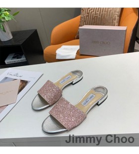 Jimmy Choo Minea Glider Kvinnor Glitter Tyg Rosa